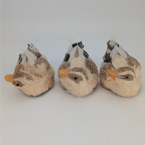 Trio Sisal Ducklings Easter Decor Baby Water Fowl Straw Bristle Feather Bird VTG - Picture 2 of 10